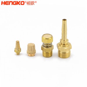 恒歌定制不銹鋼/銅粉氣動元件消音器_消音濾芯降噪耐高溫，應用于真空泵